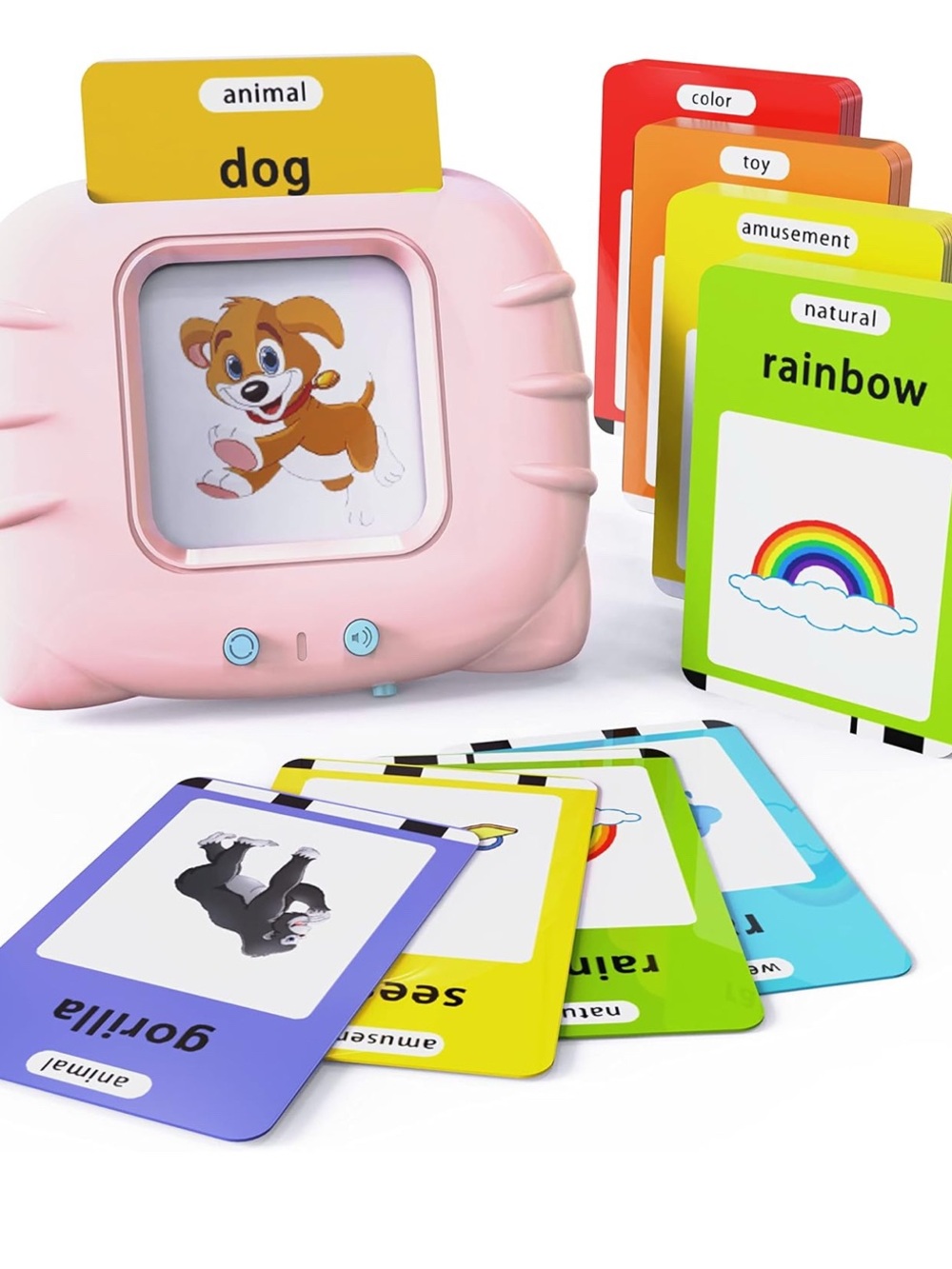 Blue Kids Educational Flash Card Player with Colorful Cards